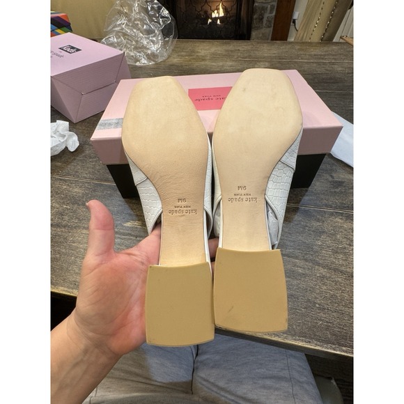 Kate Spade New York Sahiba Sling Back Pump White Crocodile Embossed Size 9 - Picture 8 of 13